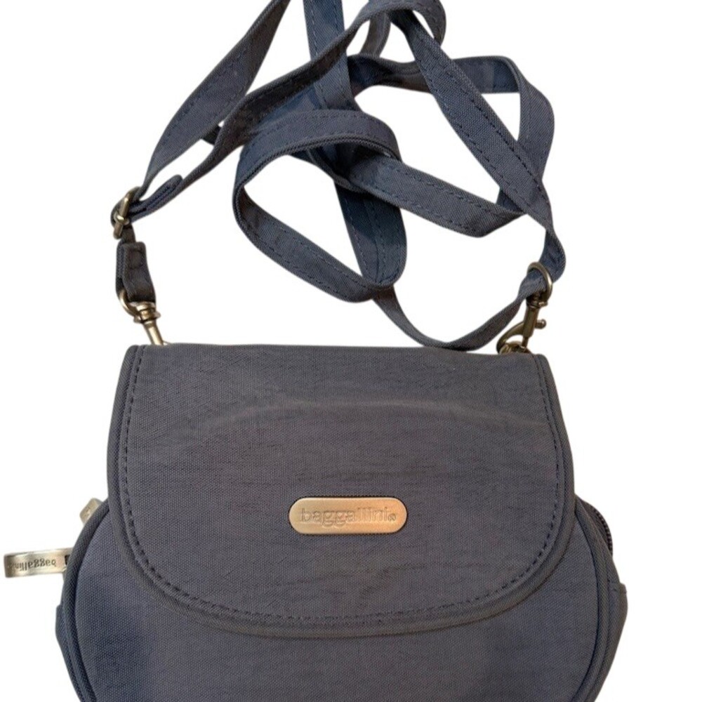 Baggallini On-The-Go Convertible Crossbody Waist Bag Womens Mini Blue Gray